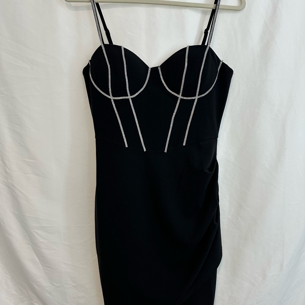 Privy Black and White Bustier Cocktail Dress